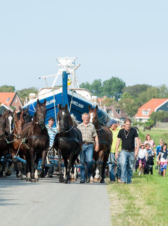 Demonstration horse-drawn rescue boat